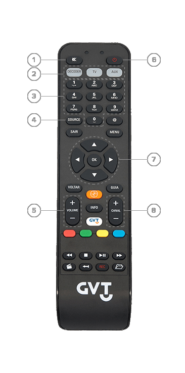 Manual de funcionamento do controle remoto universal GVT/Vivo